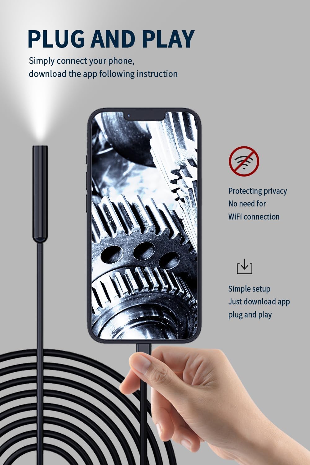 Mobile Endoscope Camera – 720P HD Type-C Waterproof Inspection Cam