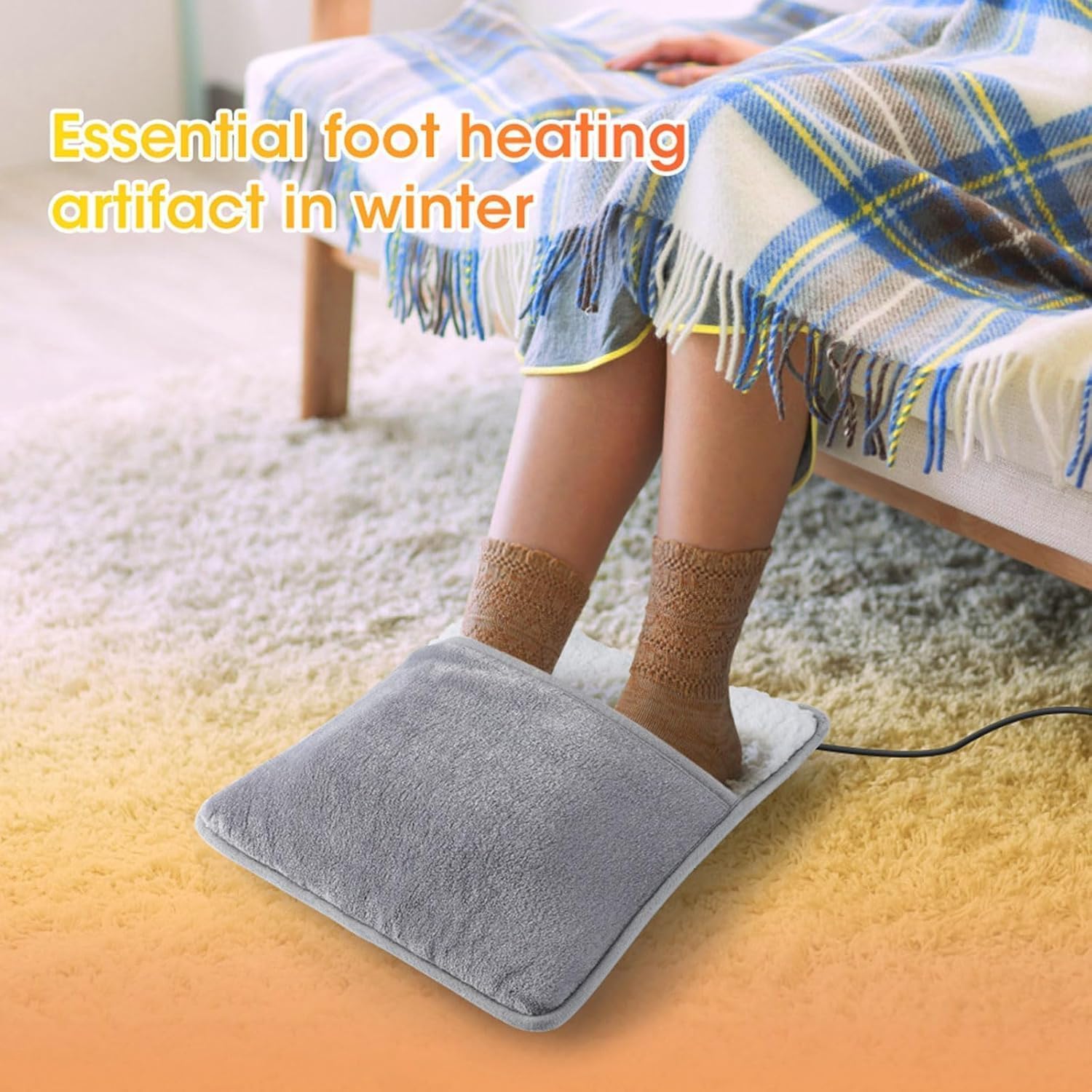Electric Heated Foot Warmer – USB Heating Pad & Feet Massager | Pain Relief Heat Therapy for Men & Women, Ideal for Bed, Office & Under Desk