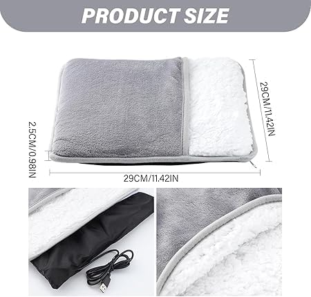 Electric Heated Foot Warmer – USB Heating Pad & Feet Massager | Pain Relief Heat Therapy for Men & Women, Ideal for Bed, Office & Under Desk