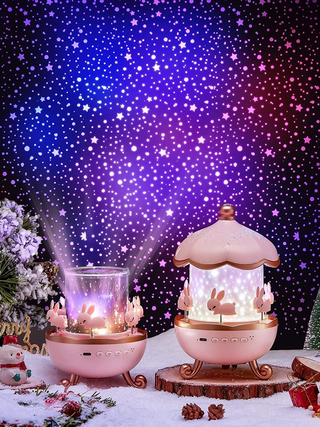 Rabbit Sky Night Light Projector – 360° Rotating Lamp for Kids