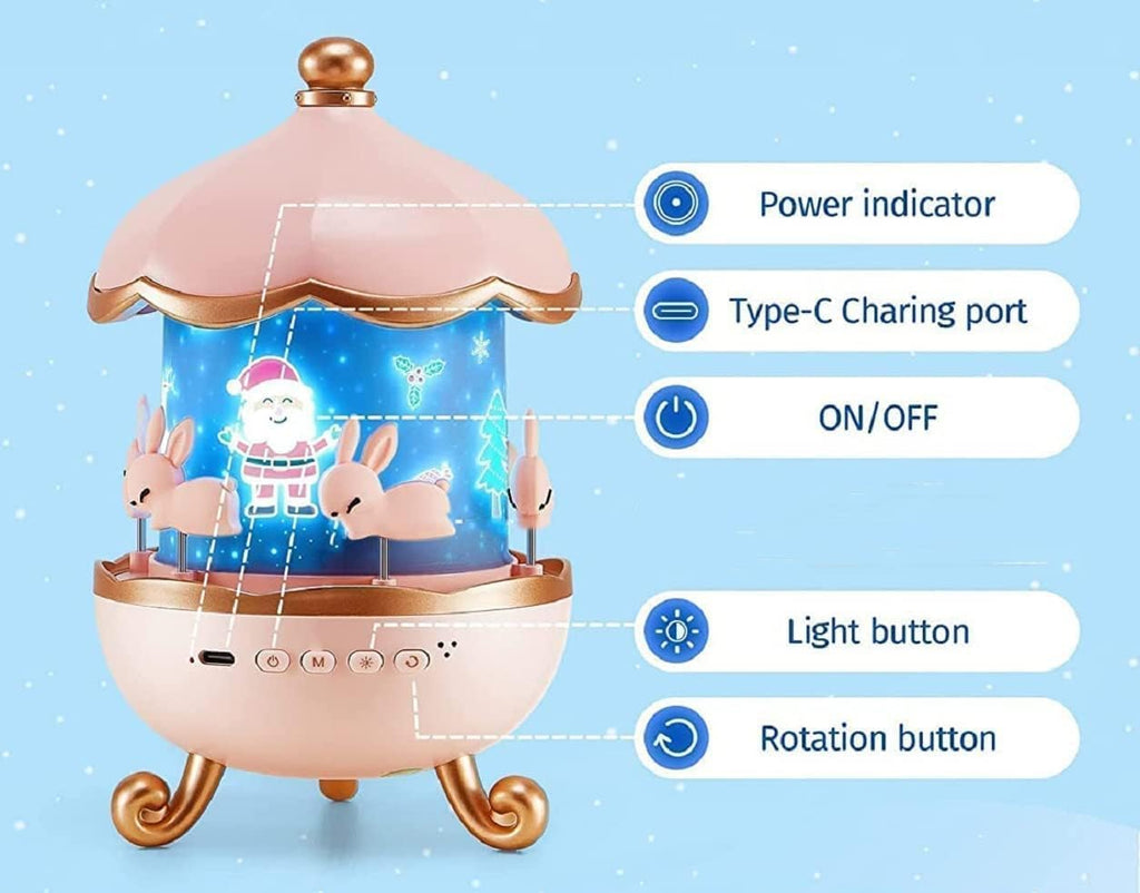Rabbit Sky Night Light Projector – 360° Rotating Lamp for Kids