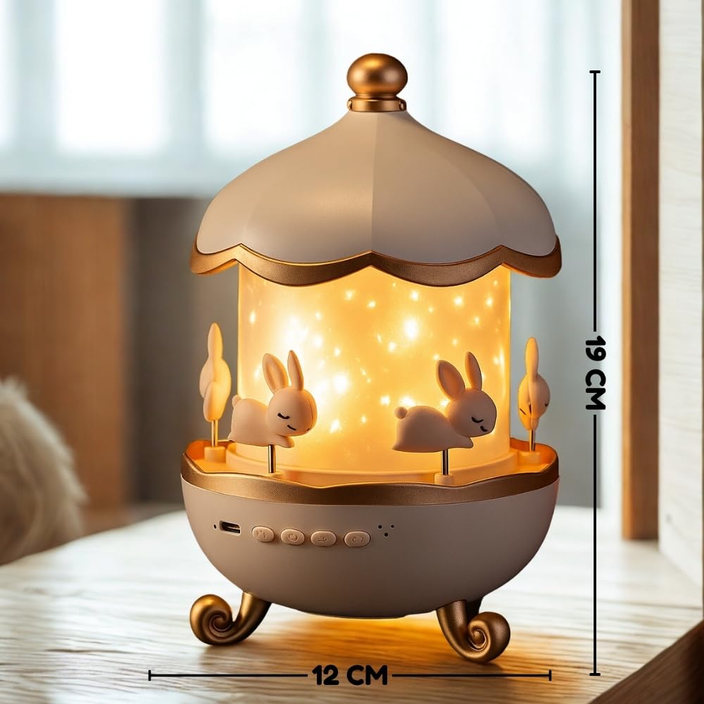 Rabbit Sky Night Light Projector – 360° Rotating Lamp for Kids