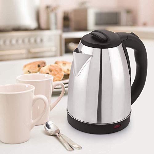 Stainless Steel Electric Kettle 2L – Fast Boil 1500W Hot Water, Tea & Coffee Maker with 360° Cordless Base, Auto Cut-Off & LED Indicator