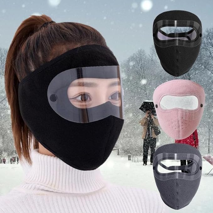 Unisex Winter Face Mask with Goggles – Windproof Warm Bike Protection