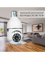 Wi-Fi Bulb Camera 360° 1080P- Wireless CCTV Security Bulb Camera Night Vision