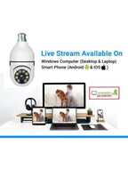 Wi-Fi Bulb Camera 360° 1080P- Wireless CCTV Security Bulb Camera Night Vision