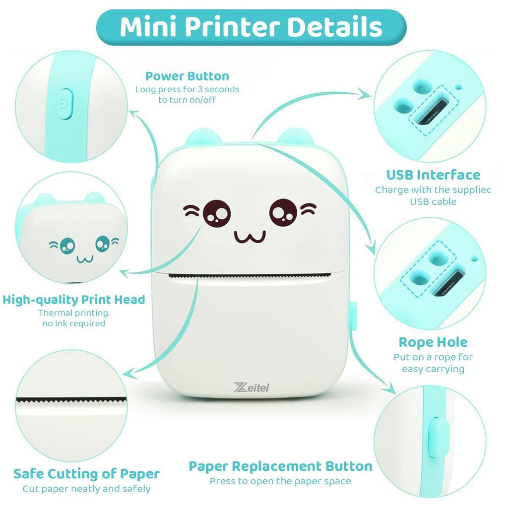 Portable Mini Bluetooth Thermal Printer – Inkless Label Maker