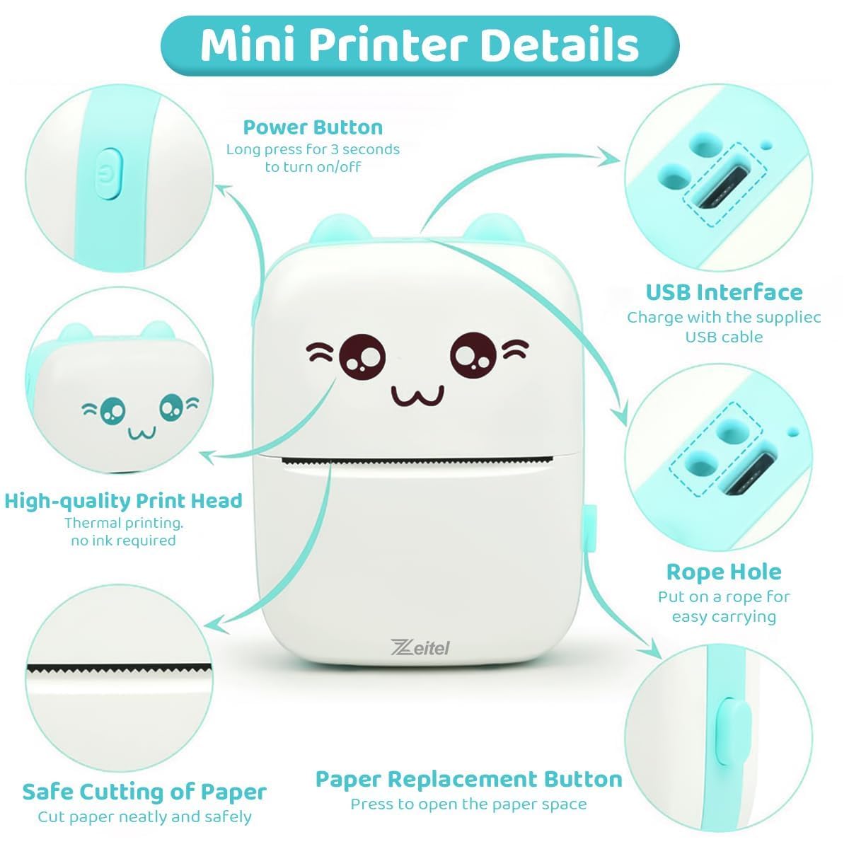 Portable Mini Bluetooth Thermal Printer – Inkless Label Maker