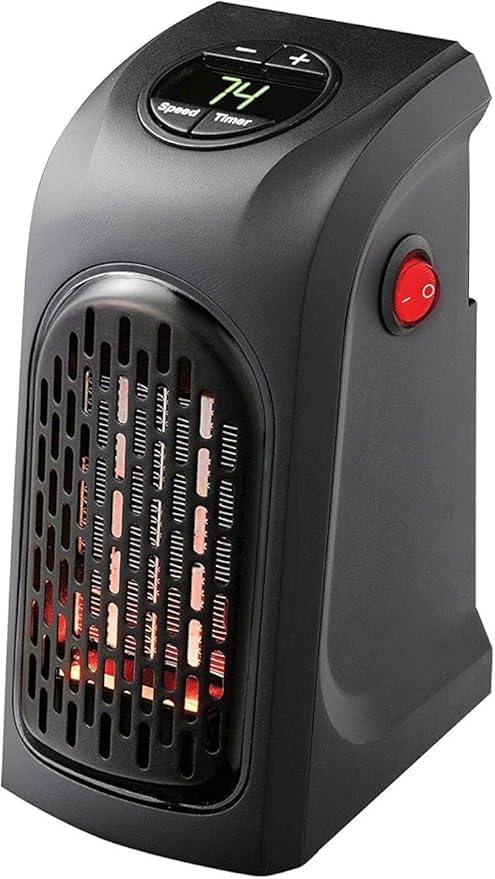 Electric Handy Heater – Portable Plug-In Wall Outlet Mini Room Heater for Bedroom, Office, Bathroom | 400W Fast Heating & Adjustable Thermostat