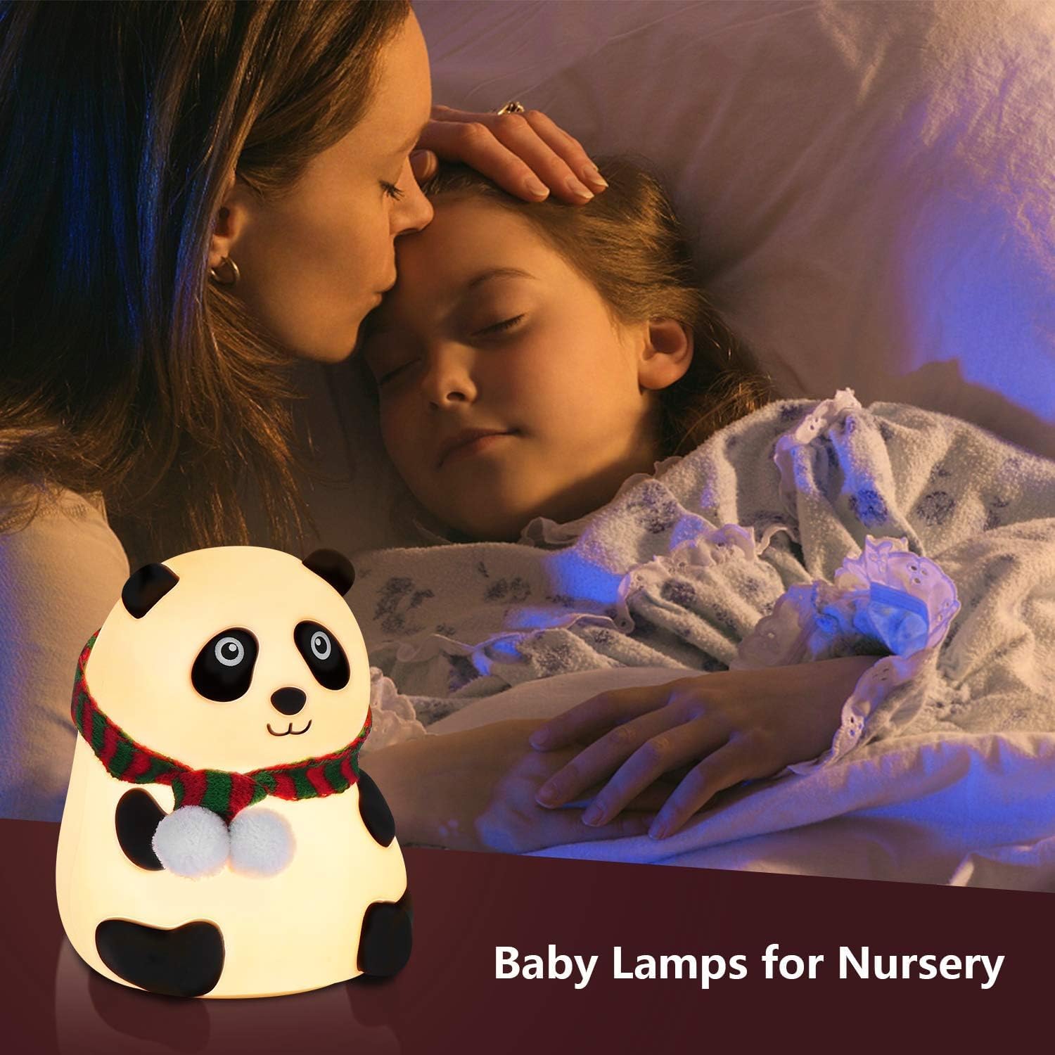 Panda Night Light for Kids – Soft Silicone 7-Color Nursery Lamp